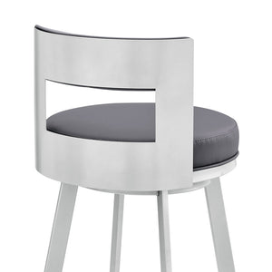English Elm Nylun Swivel Counter Stool Faux Leather Seat Matte Black Frame Kitchen Bar Gray B2736P511308