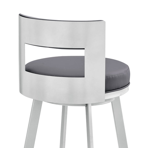 English Elm Nylun Swivel Counter Stool Faux Leather Seat Matte Black Frame Kitchen Bar Gray B2736P511308