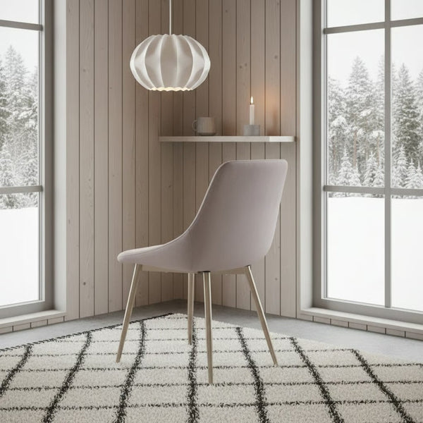 English Elm Dihli Velvet Upholstered Accent Chair Rounded Seat Chrome Legs Modern Dining B2736P511309