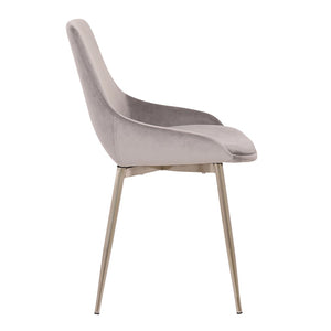 English Elm Dihli Velvet Upholstered Accent Chair Rounded Seat Chrome Legs Modern Dining B2736P511309