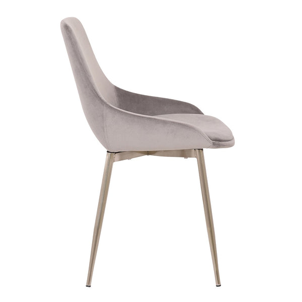 English Elm Dihli Velvet Upholstered Accent Chair Rounded Seat Chrome Legs Modern Dining B2736P511309