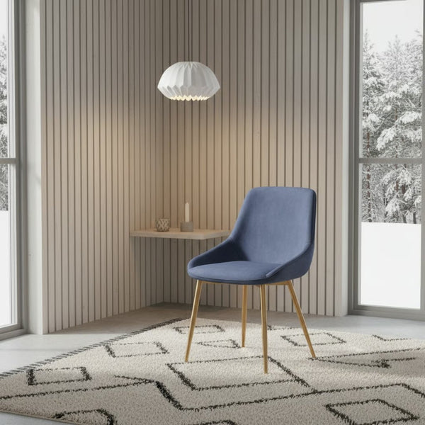 English Elm Dihli Sapphire Velvet Upholstered Dining Chair with Gleaming Gold Finish Metal Legs B2736P511310