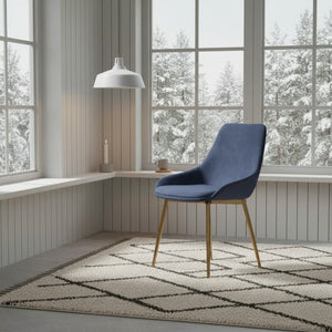 English Elm Dihli Sapphire Velvet Upholstered Dining Chair with Gleaming Gold Finish Metal Legs B2736P511310