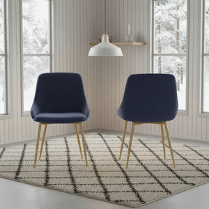 English Elm Dihli Sapphire Velvet Upholstered Dining Chair with Gleaming Gold Finish Metal Legs B2736P511310