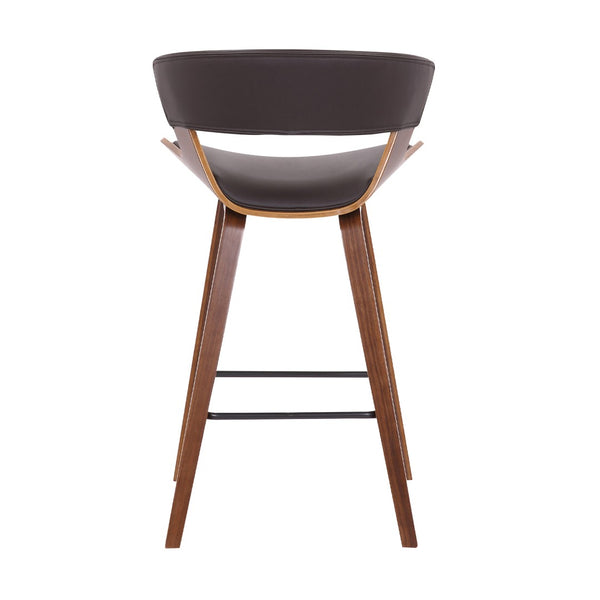 English Elm Grejja Walnut Wood Barstool with Faux Leather Seat and Wraparound Footrest B2736P511311