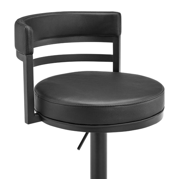 English Elm Iduj Industrial Faux Leather Swivel Barstool with Adjustable Height Metal Pedestal Base Black B2736P511312