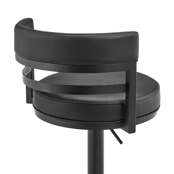English Elm Iduj Industrial Faux Leather Swivel Barstool with Adjustable Height Metal Pedestal Base Black B2736P511312