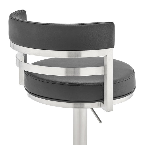 English Elm Iduj Industrial Swivel Barstool Adjustable Height Faux Leather Seat Stainless Frame Black B2736P511315