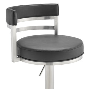 English Elm Iduj Industrial Swivel Barstool Adjustable Height Faux Leather Seat Stainless Frame Black B2736P511315