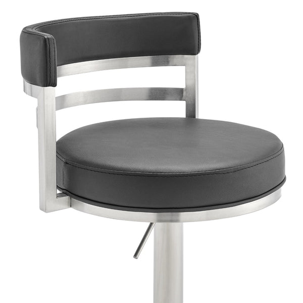 English Elm Iduj Industrial Swivel Barstool Adjustable Height Faux Leather Seat Stainless Frame Black B2736P511315