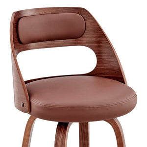 English Elm Suluij Swivel Bar Stool Faux Leather Seat Walnut Frame Mid-century Kitchen Island B2736P511318