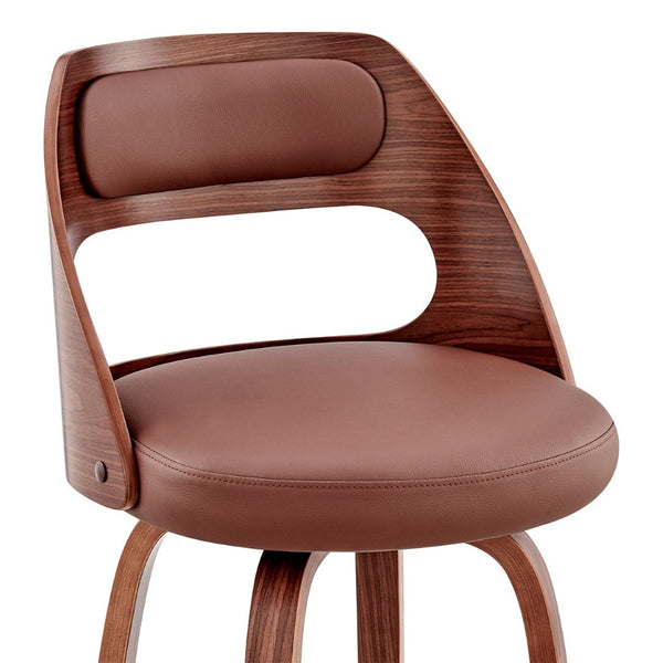 English Elm Suluij Swivel Bar Stool Faux Leather Seat Walnut Frame Mid-century Kitchen Island B2736P511318