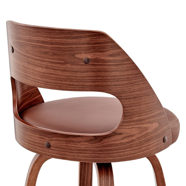 English Elm Suluij Swivel Bar Stool Faux Leather Seat Walnut Frame Mid-century Kitchen Island B2736P511318