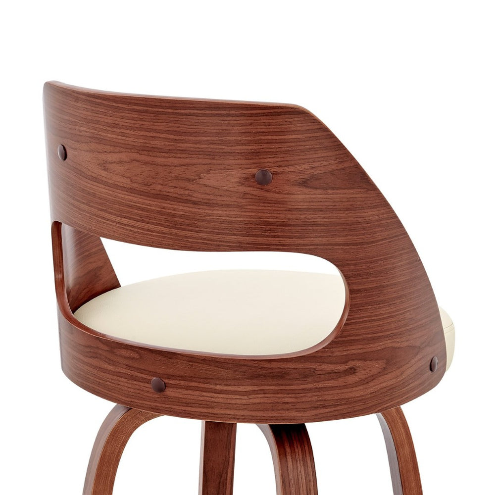 English Elm Suluij Swivel Barstool Faux Leather Seat Walnut Frame Mid-century Kitchen Island B2736P511319