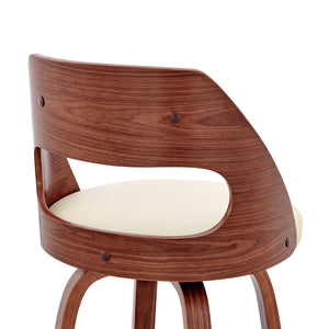 English Elm Suluij Swivel Barstool Faux Leather Seat Walnut Frame Mid-century Kitchen Island B2736P511319