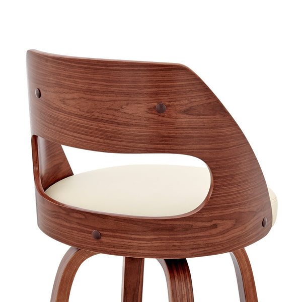 English Elm Suluij Swivel Barstool Faux Leather Seat Walnut Frame Mid-century Kitchen Island B2736P511319