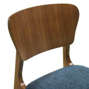 English Elm Alikai Walnut Wood Dining Chairs with Blue Upholstered Seats for Casual Elegance Set of 2 B2736P511320