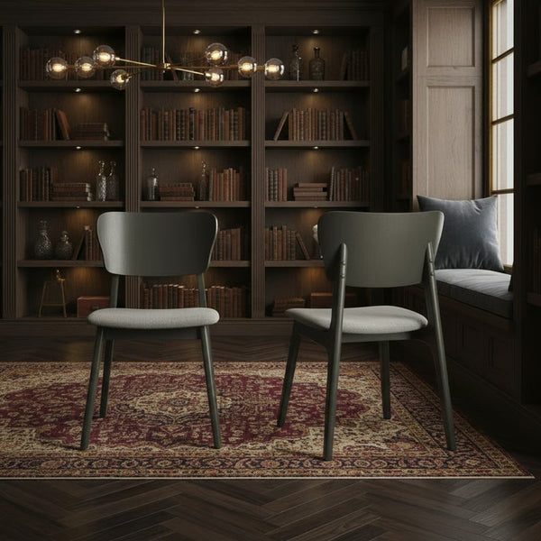 English Elm Alikai Solid Wood Armless Dining Chairs with Upholstered Seats Transitional Set of 2 B2736P511321