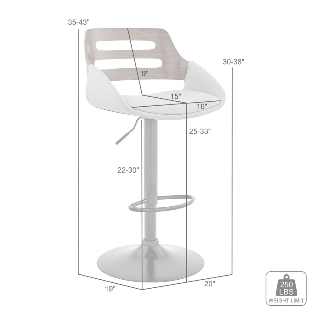 English Elm Terrak Swivel Barstool with Faux Leather Seat Walnut Wood Back and Adjustable Height B2736P511322