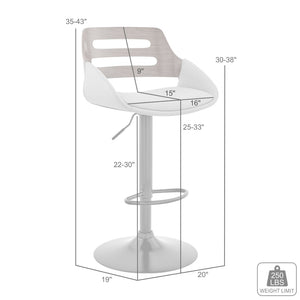 English Elm Terrak Swivel Barstool with Faux Leather Seat Walnut Wood Back and Adjustable Height B2736P511322