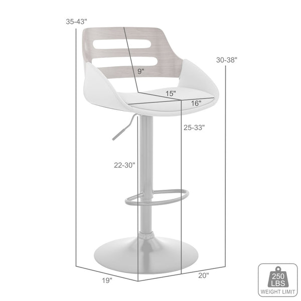 English Elm Terrak Swivel Barstool with Faux Leather Seat Walnut Wood Back and Adjustable Height B2736P511322