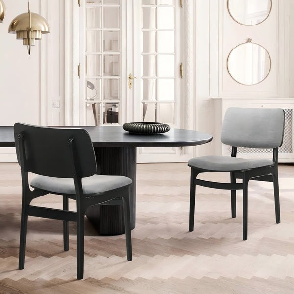 English Elm Amil Gray Performance Fabric Dining Chairs with Black Wood Frame Set of 2 B2736P511323