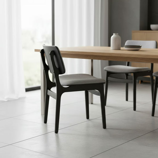 English Elm Amil Gray Performance Fabric Dining Chairs with Black Wood Frame Set of 2 B2736P511323