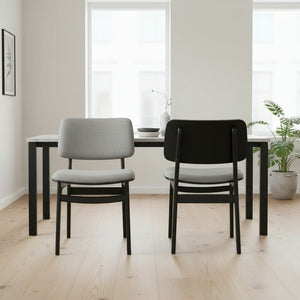 English Elm Amil Gray Performance Fabric Dining Chairs with Black Wood Frame Set of 2 B2736P511323