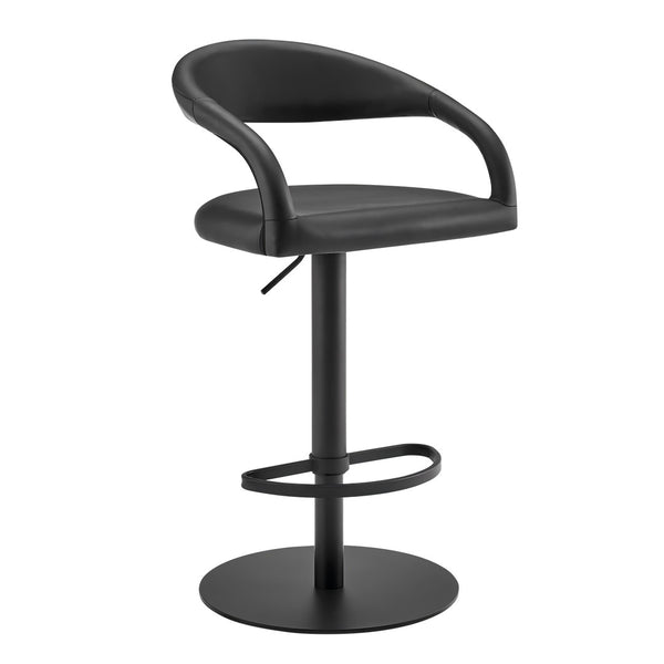English Elm Womarl Adjustable Swivel Barstool Channel Stitched Faux Leather Seat for Kitchen Island Black B2736P511324