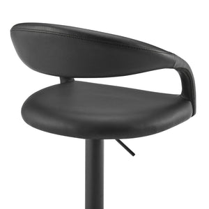 English Elm Womarl Adjustable Swivel Barstool Channel Stitched Faux Leather Seat for Kitchen Island Black B2736P511324