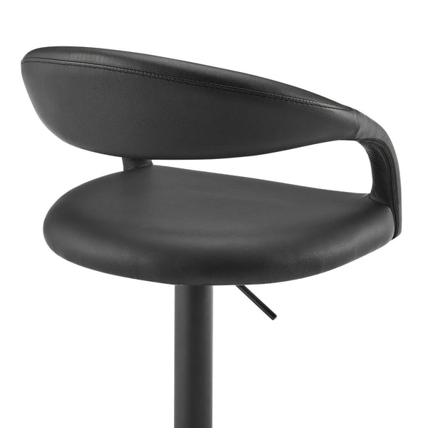 English Elm Womarl Adjustable Swivel Barstool Channel Stitched Faux Leather Seat for Kitchen Island Black B2736P511324
