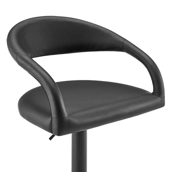 English Elm Womarl Adjustable Swivel Barstool Channel Stitched Faux Leather Seat for Kitchen Island Black B2736P511324