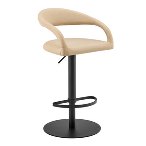 English Elm Womarl Adjustable Swivel Barstool Channel Stitched Faux Leather Seat for Kitchen Island Beige B2736P511325