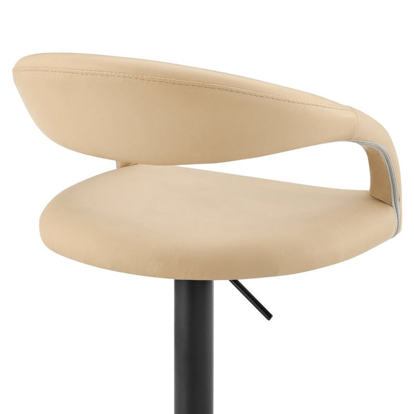 English Elm Womarl Adjustable Swivel Barstool Channel Stitched Faux Leather Seat for Kitchen Island Beige B2736P511325
