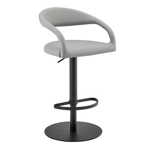 English Elm Womarl Adjustable Swivel Barstool Channel Stitched Faux Leather Seat for Kitchen Island Light Gray B2736P511326