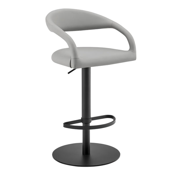 English Elm Womarl Adjustable Swivel Barstool Channel Stitched Faux Leather Seat for Kitchen Island Light Gray B2736P511326