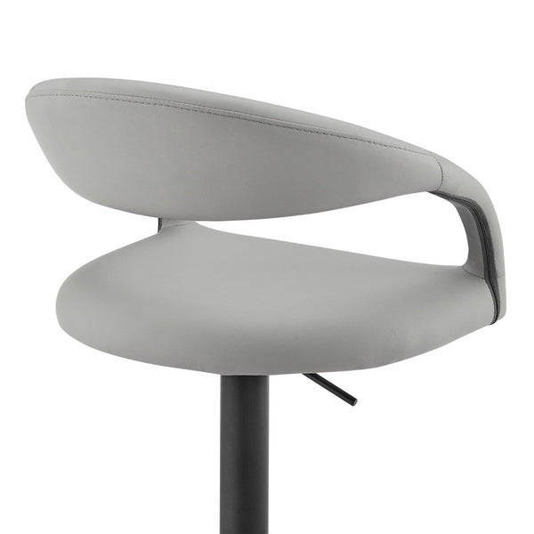 English Elm Womarl Adjustable Swivel Barstool Channel Stitched Faux Leather Seat for Kitchen Island Light Gray B2736P511326
