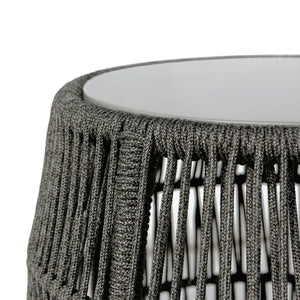 English Elm Uposa Woven Rope Garden Stool with Stone Top for Patio or Living Room Accent B2736P511327