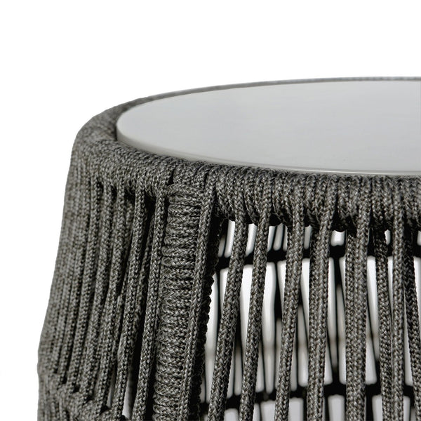 English Elm Uposa Woven Rope Garden Stool with Stone Top for Patio or Living Room Accent B2736P511327