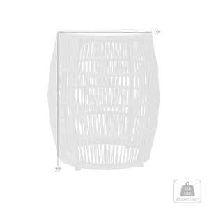 English Elm Uposa Woven Rope Garden Stool with Stone Top for Patio or Living Room Accent B2736P511327