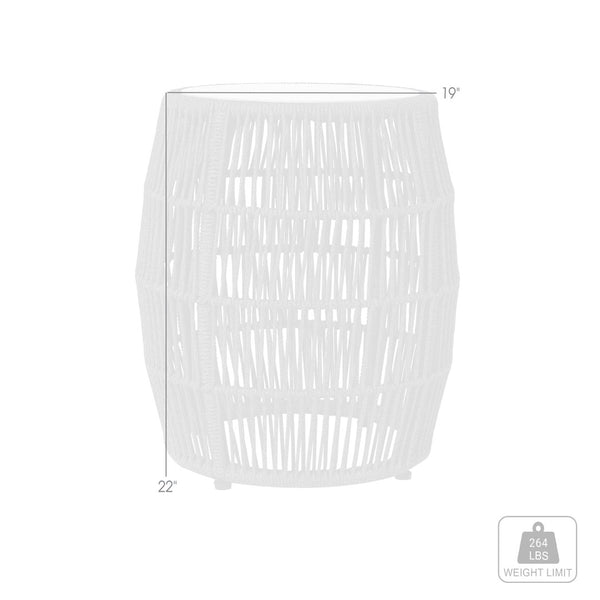 English Elm Uposa Woven Rope Garden Stool with Stone Top for Patio or Living Room Accent B2736P511327