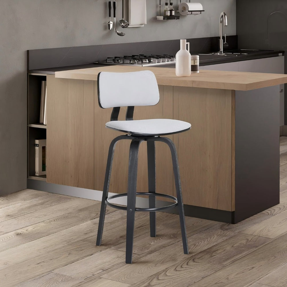 English Elm Ocopi Swivel Counter Stool with Curved Back Gray Performance Fabric Modern Frame B2736P511329
