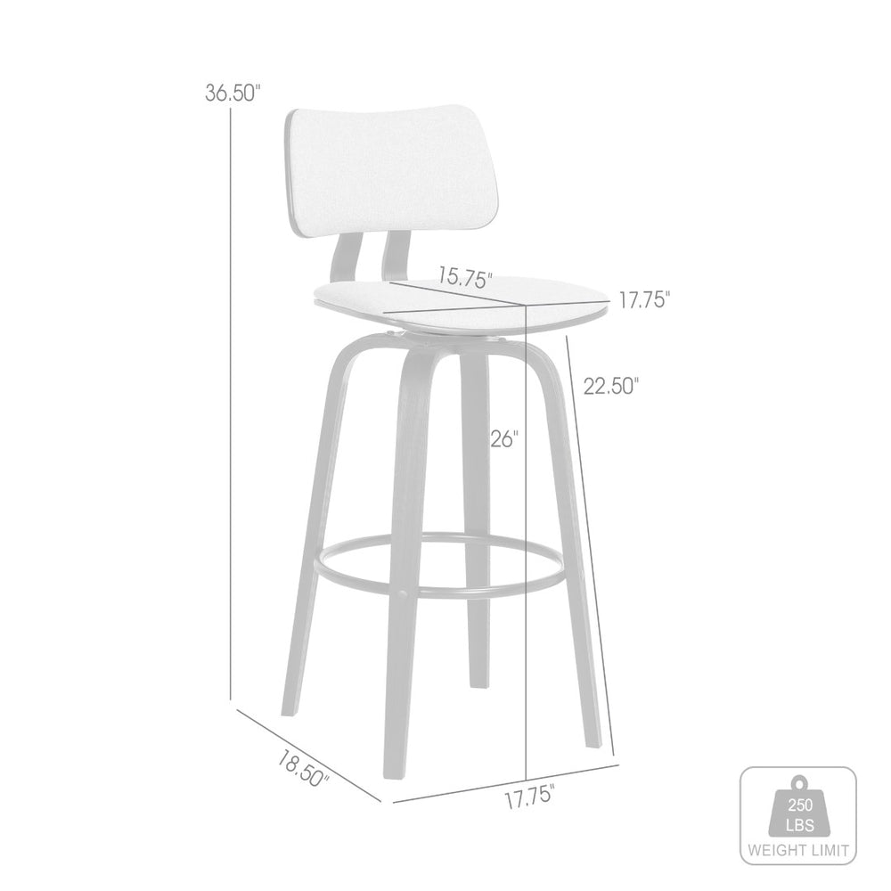 English Elm Ocopi Swivel Counter Stool with Curved Back Gray Performance Fabric Modern Frame B2736P511329