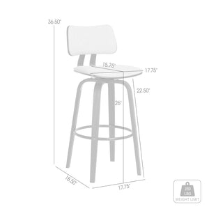 English Elm Ocopi Swivel Counter Stool with Curved Back Gray Performance Fabric Modern Frame B2736P511329