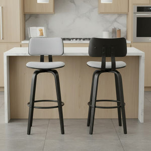 English Elm Ocopi Swivel Counter Stool with Curved Back Gray Performance Fabric Modern Frame B2736P511329