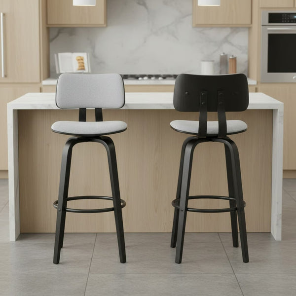 English Elm Ocopi Swivel Counter Stool with Curved Back Gray Performance Fabric Modern Frame B2736P511329