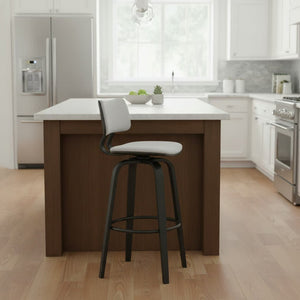 English Elm Ocopi Swivel Counter Stool with Curved Back Gray Performance Fabric Modern Frame B2736P511329