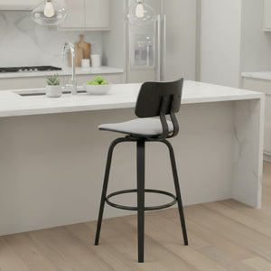 English Elm Ocopi Swivel Counter Stool with Curved Back Gray Performance Fabric Modern Frame B2736P511329