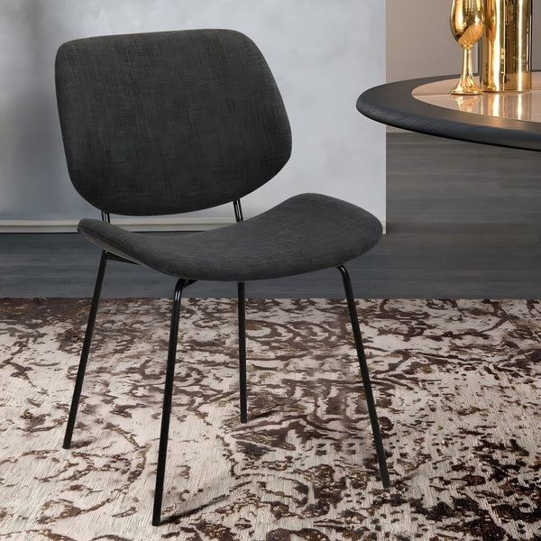 English Elm Uqet Curved Fabric Upholstered Dining Chair with Slim Metal Legs for Modern Spaces B2736P511331
