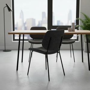 English Elm Uqet Curved Fabric Upholstered Dining Chair with Slim Metal Legs for Modern Spaces B2736P511331
